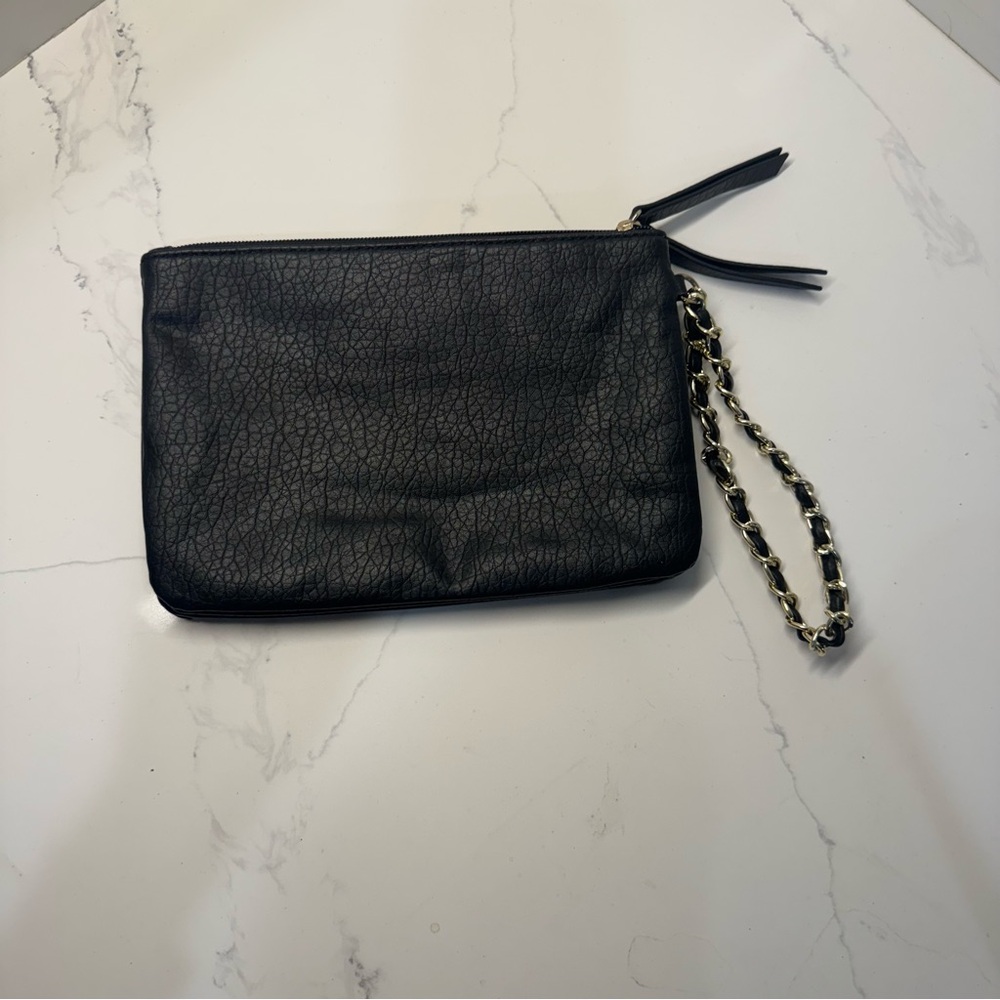 Juicy Couture Black Quilted Braided Chain Accent Gold Logo Wristlet New - Picture 2 of 8
